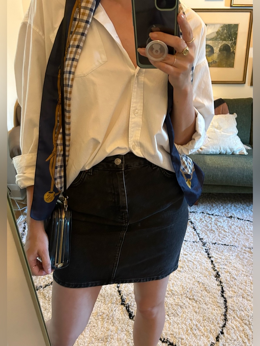 Moto Top Shop Denim Mini Skirt